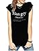 Haola Women's Summer Fashion Words Printed Tops Funny t Shirt Street Juniors Short Sleeve O Neck Tees Black S