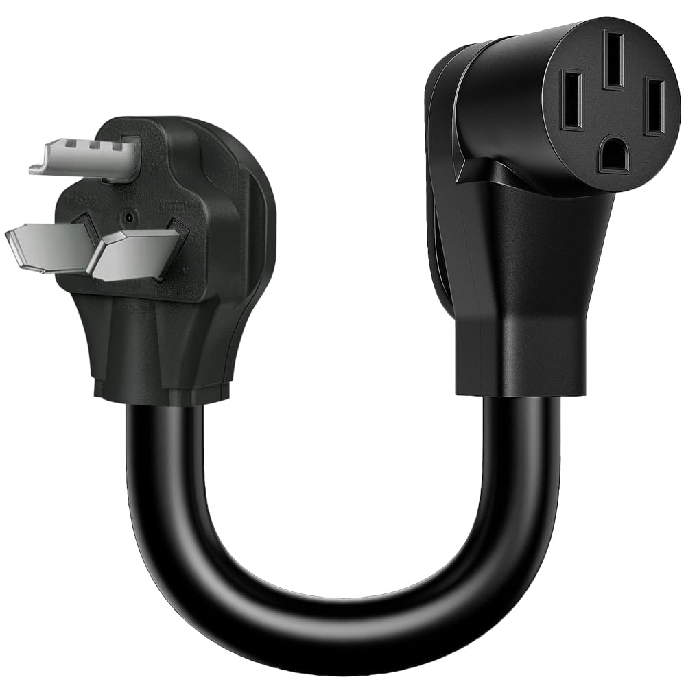 Photo 1 of Adapter Cord NEMA 10-30P to 14-50R with ETL Listed for use with Variable Amperage Portable EV Chargers (not for RVs),50 Amp to 15 Amp Level 2 Charging 125V/250V