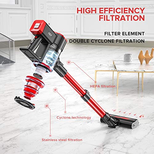Cordless Vacuum Cleaner,OKP 220W Powerful Stick Vacuum,Detachable