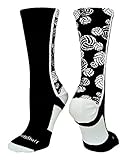 Crazy Volleyball Logo Crew Socks (Black/White, Medium)