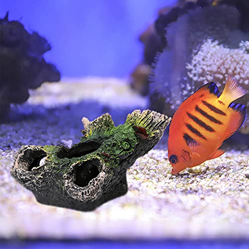 Aquarium Fish Tank Decoration Tree Trunk Ornament with Hole, Fish Tank Accessories, Plastic Plants, Hideouts and Caves - Aquarium Decorations Supplies Resin Small (Double Trunks)