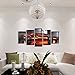 GEVES Framed Wall Art Picture 5 Panels Cool Orange Sports Car Giclee Canvas Print Paintings for Living Room Ready to Hang Home Decor