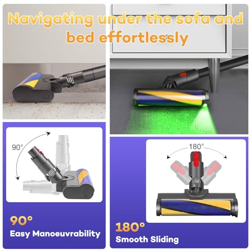 Dyson V12 Detect Slim / V10 Slim Accessories Cordless Soft Roller Brush for Hardwood Flooring with Green Light