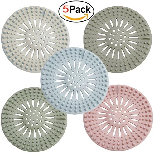 ASPEN BURG Shower Drain Covers Hair Catcher Hair Stopper for Bathroom and Kitchen, Rubber Sink Strainer Silicone Filter Home Drain Cover(5Pack)