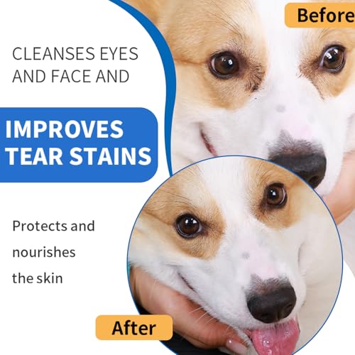 GOUFGUI DOG EYE WIPES200COUNT,NATURAL PLANT INGREDIENTS,EFFECTIVELY REMOVES EYE DIRT,EYE SECRETIONS,MUCUS SECRETIONS,IMPROVE TEAR STAINS,SUITABLE FOR DAILY CLEANING AND CARE OF CATS AND DOGS EYE WIPES