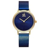 SK Watches Women Stainless Steel Band Ladies Quartz Wristwatches Women Clock Bracelet Watch