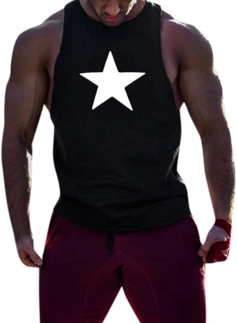 Lesimsam Men Muscle Fitness Stringer Tank Top Bodybuilding Workout Gym Sport Sleeveless Shirts Vest