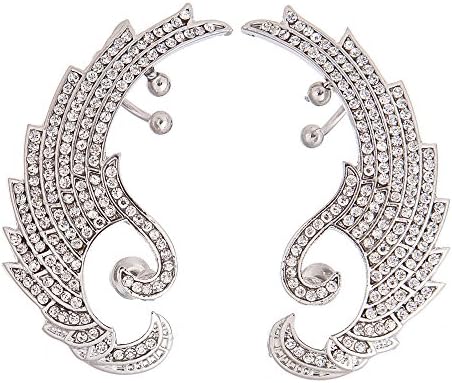 Tinian Jewelry Angle Wing Ear Climbers Cuff Crawlers Stud Earrings For Women