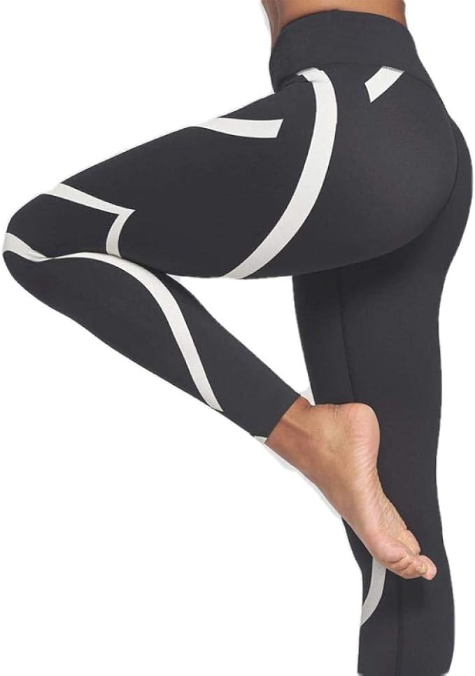 Workout Compression Tights Stretch Printed Gray Leggings Ladies Sports