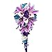 Angel Isabella Cascade Wedding Bouquet - Turquoise Purple and Lavender Roses with White Calla Lilies