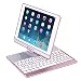 iPad Keyboard Case, Proslife 360 Degree Rotatable Cover with Wireless Keyboard, 7 Colors Backlit, Auto Sleep/Wake up for iPad 5/6/Pro 9.7/iPad Air/2017 New iPad(Rose Gold)