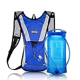SKL Hydration Pack Water Backpack with Water Bladder 2L BPA Free Hydration BackPack For Running Cycling Biking Hiking Climbing Skiing Hunting Pouch (Blue)