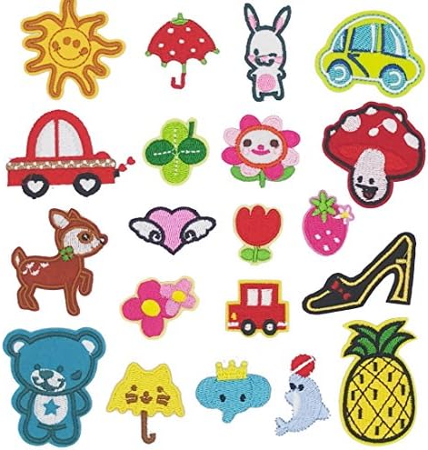 Arisingdeals 20 Pieces Iron On Embroidered Patch Motif Decorative Applique for Jackets Bags Hats Shoes