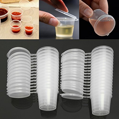 LILACORP 30Pcs/Set 35ml Containers Round Food Soup Lids Set Reusable Clear Condiment Spice Boxes Home Office Dinnerware