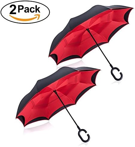 Tooge Upside Down Umbrella Windproof by, Double Layer Inverted Umbrella Waterproof for Car Rain Outdoor with C-Shaped Handle
