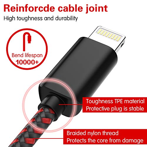 image for TNSO MFi Certified Cable 5Pack 3FT 3FT 6FT 6FT 10FT Extra Long Nylon B