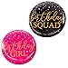 Juvale Birthday Squad Buttons 16 Pack - 2.3 in Medium Black & Pink Plastic - Happy Birthday Crew Pins for Group - Sweet 16 & 21st Crew Accessories