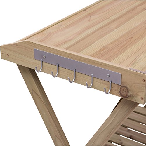 Allblessings Wood Potting Bench Workstation Console Serving Table Shelf Display Patio Outdoor - Thumbnail 7