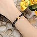 Top Plaza Jewelry - Black Lava Rock Beads Matte Agate Beads Elastic Energy Bracelet with 1 Red-Yellow Amber Bead