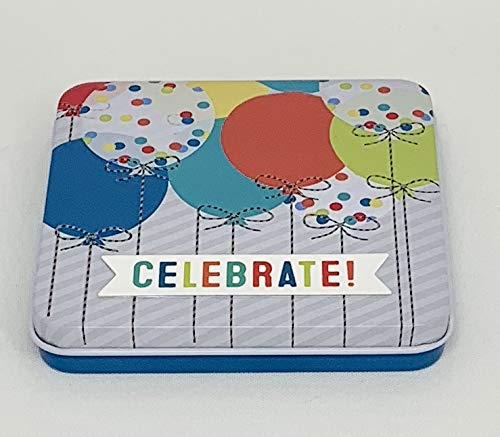Gift Card Holder, Pack of 3 (Tin Box - Celebrate with Balloons), Great for Birthday or Celebrations
