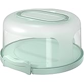 Top Shelf Elements Round Cake Carrier Two Sided Cake Holder Serves as Five Section Serving Tray, Portable Fits 10 inch Cake, Box Comes With Handle, Container Holds Pies (Green)
