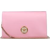 Versace Medusa Women&rsquo;s Pink Satin &amp; Leather Clutch Bag &ndash; Small Evening Purse with Medusa Hardware, Flap Closure &amp; Fabric Lining &ndash; Luxury Designer Handbag
