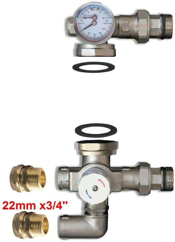 Wärmer System Pre-Assembled Thermostatic Controller Blending Mixing Valve for Underfloor Heating Manifold with Adjustable Control Range Left-Right Interchange Function Simple and Quick Installation