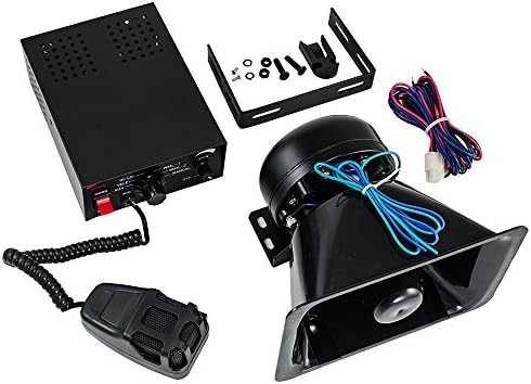 Hexautoparts 100W 7 Sound Tones PA Horn Speaker Loud Car Warning Alarm Emergency Warning Siren Horn PA Speaker MIC System for Police Fire Ambulance