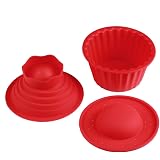 PREMIER Housewares 0805002 Stampo per 6 Dolci a Forma di Rosa in Silicone, Rosso