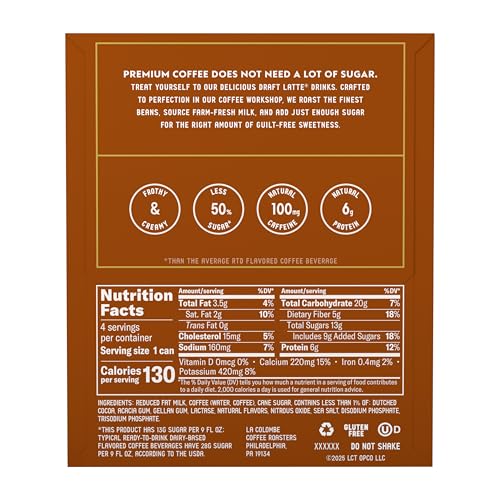 LA COLOMBE MOCHA DRAFT LATTE – 9 FLUID OUNCE, 4 COUNT – COLD-PRESSED ESPRESSO AND FROTHED MILK + DARK CHOCOLATE – MADE WITH REAL INGREDIENTS – GRAB AND GO COFFEE
