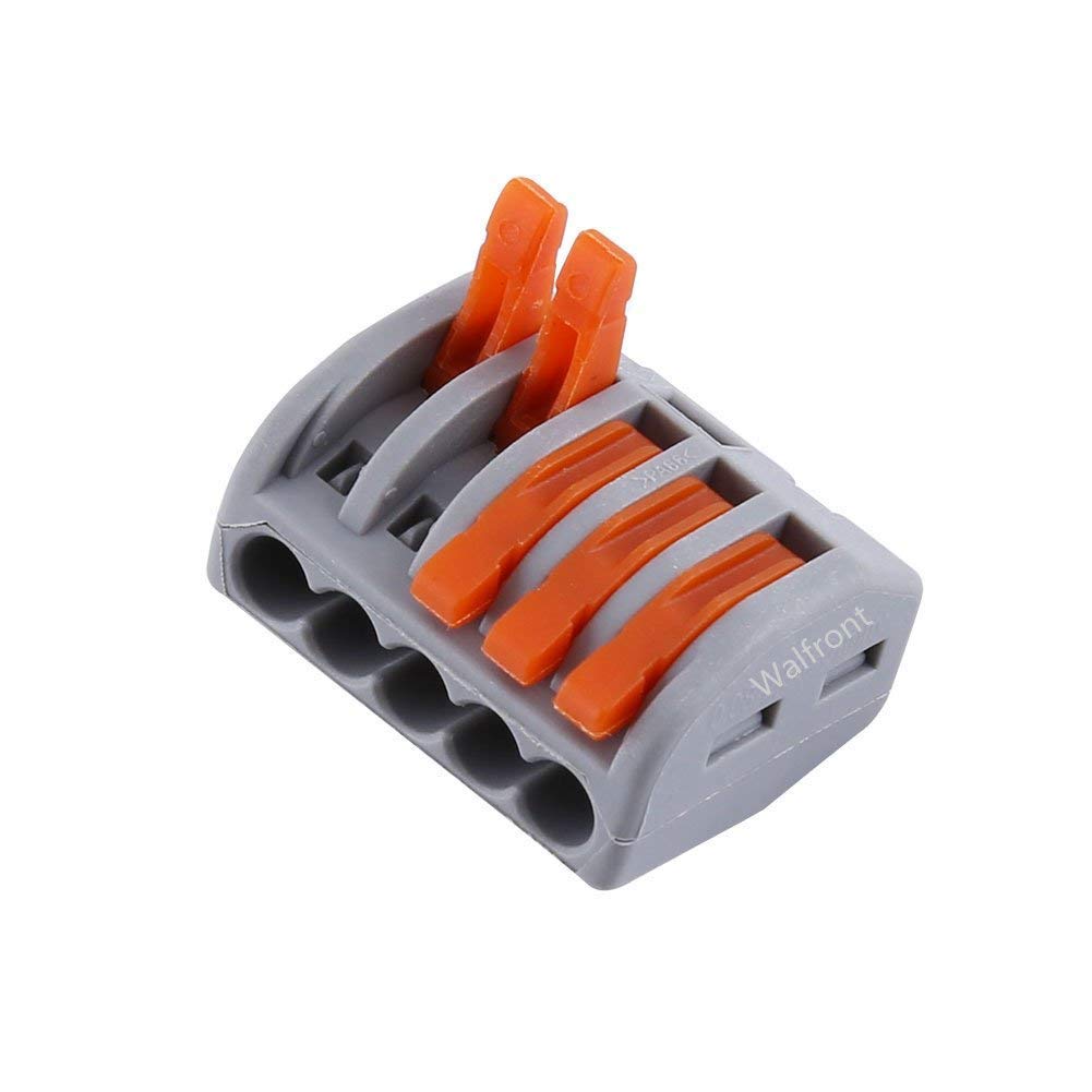 20Pcs 5 Way Spring Terminal Block Reusable Electrical Wire Connector for Cable Management with Screwless Design