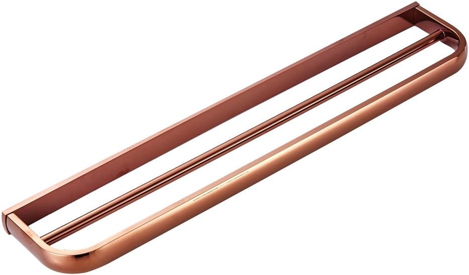 Lofenner Wall Mount Contemporary Style All Cooper Towel Racks Bathroom Shelf Double Bar Towel Bars,Rose Gold