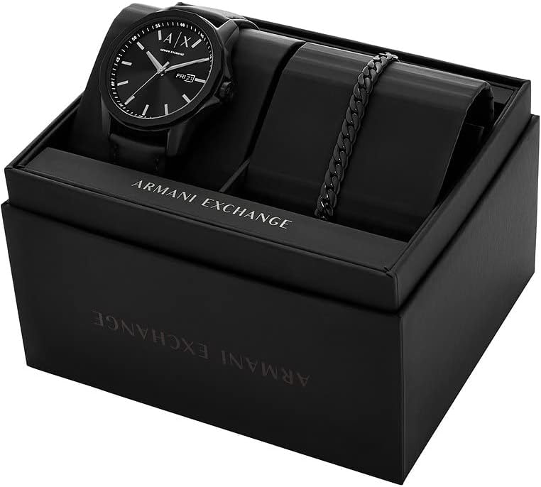 Herrenuhr, Quarz-Dreizeiger-Datumwerk und 44mm Gehäusegröße mit Edelstahl- oder Lederarmband
