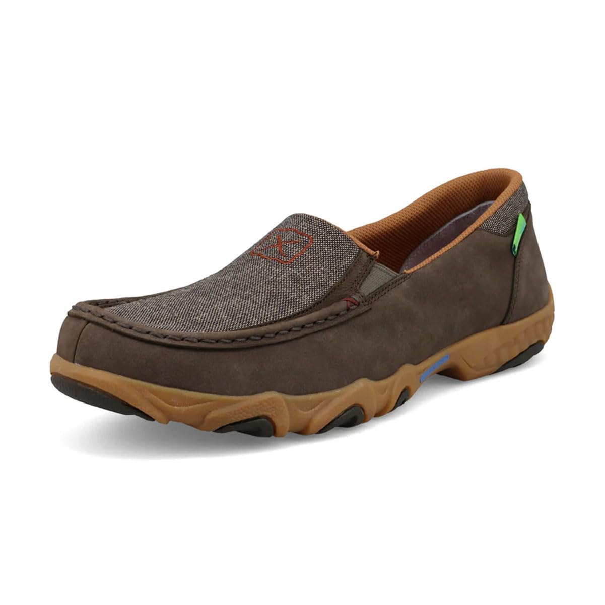 Twisted X Men's Slip-On Driving Moc, Moc Toe with CellStretch, Eco Dust & Cocoa, 11.5 W Image