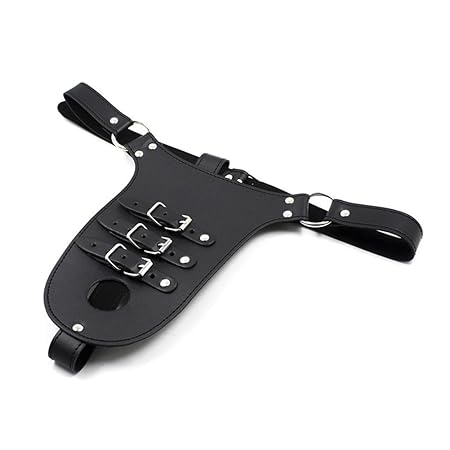 Leder Herren Gurt Herren String mit Cockring, mit 3-fach Penisfessel zur Züchtigung, mehrfach Verstellbar