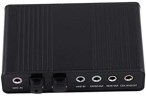 5.1 USB Audio Sound Card with SPDIF, External USB Sound Card Adapter for PC Laptop Audio, Support 48/44 KHz Sampling Rate, Bl