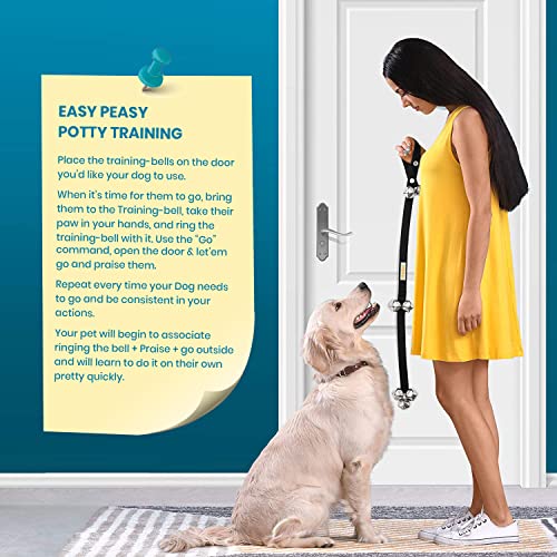 thumbnail image 2 of Friends Forever Housetraining Dog Doorbell For Bathroom Potty Training Adjustable Nylon Strap Length Behavior Aid Handle Or Knob Puppy Cat Kitten Go Outside Communication Supplies Black 2 of 14