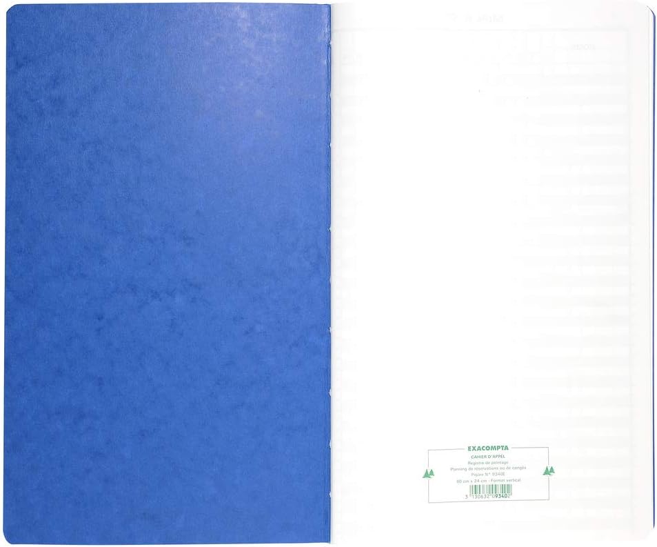 Exacompta 40x24cm Vertical Record Keeping Book, 46 Lines, 80 Pages (French), Mixed Colours