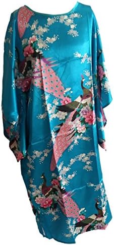 Shanghai Tone® Nightgown Kimono Robe Sleepwear Lake Blue One Size