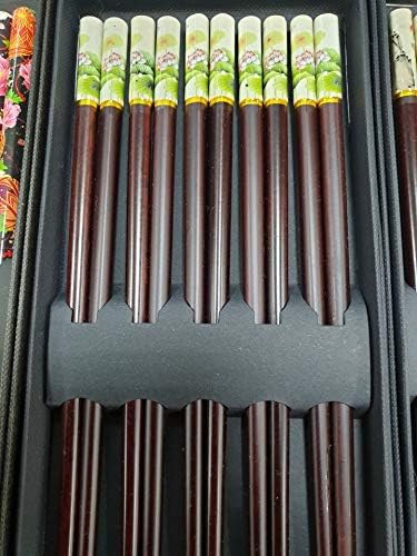 Oriental flower pattern Wooden chopsticks 5 set - LOTUS