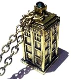 David Tenant Matt Smith Police Box Tardis Pendent Necklace (Bronze-3D)