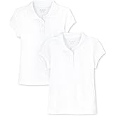 The Children's Place Girl's Short Sleeve Soft Jersey Polo, White, X-Large