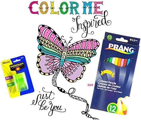 Prang colored Pencils, Sharpener With Color Me Inspire Coloring Book Bundle