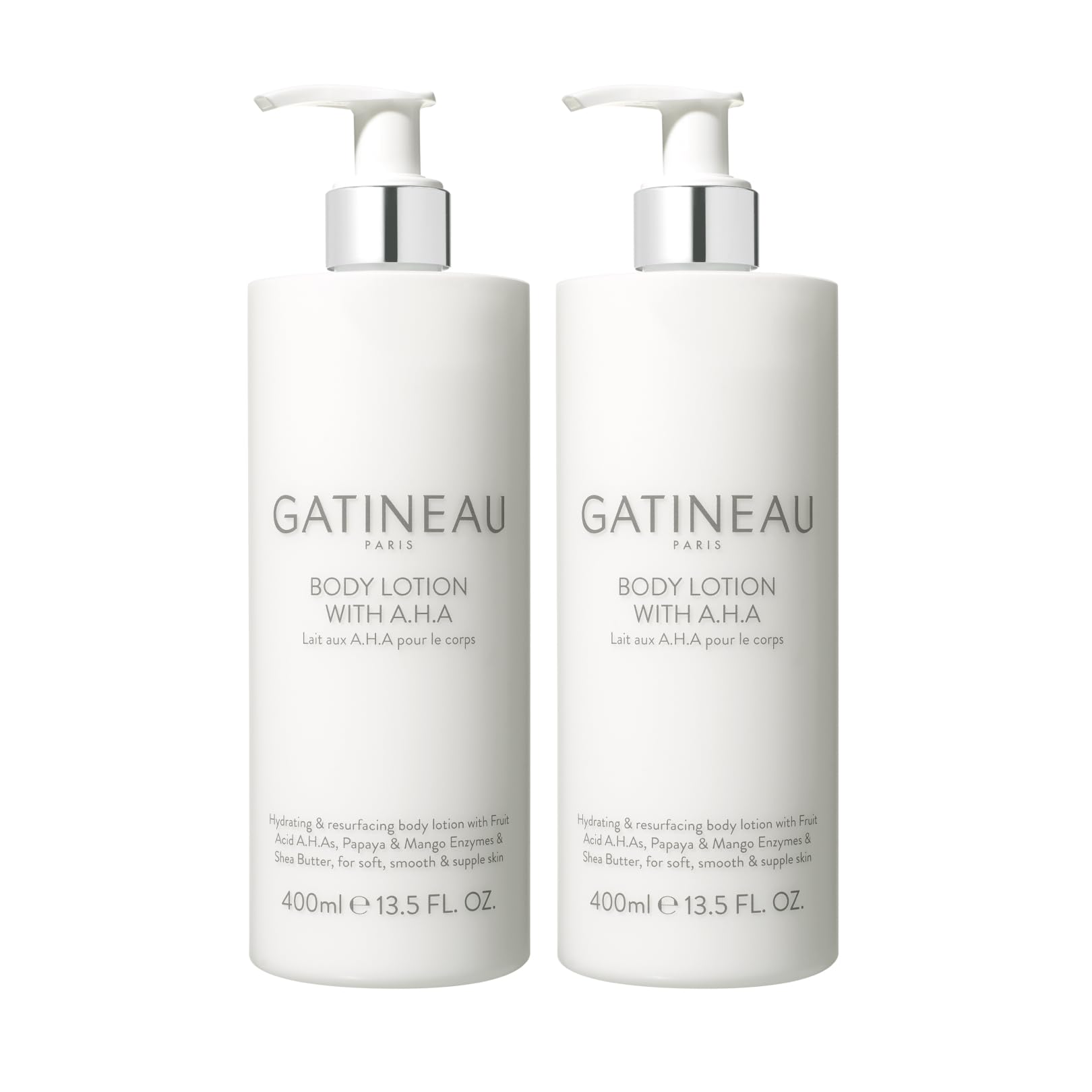 Gatineau - AHA Body Lotion, Duo Pack, Hydrating Cream for Dry Skin with Shea Butter (400ml x 2 Bottles)