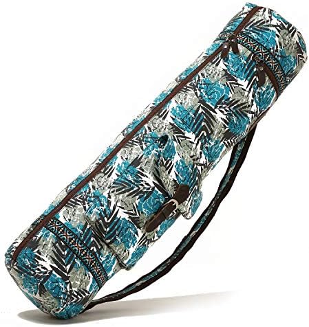 BAGTECH Yoga Mat Bag, Canvas Exercise Carry Bags with Multi-Functional Storage Pockets, Adjustable Shoulder Strap, Fits Most Size Mats