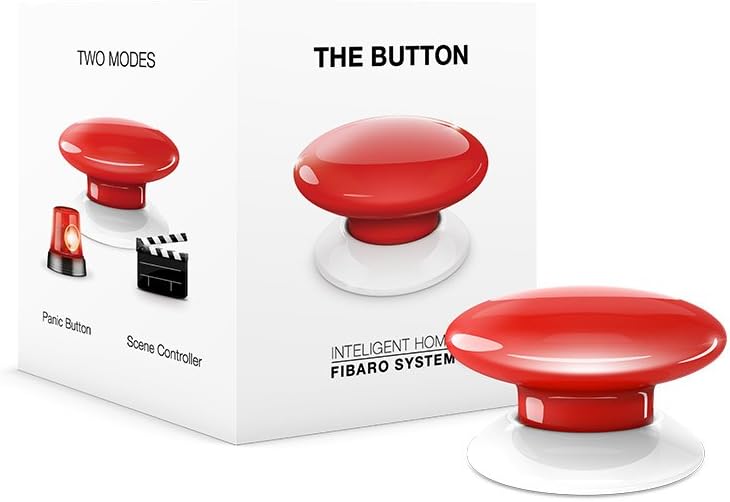 FIBARO The Button Z-Wave Plus Scene Controller On-Off Trigger, FGPB-101-3, Red