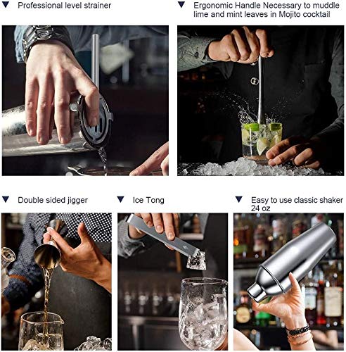 FAGavin Cocktailherstellung Set, Edelstahl, Muddler, Alkoholausgießer, Jigger, professionelle Barwerkzeuge – Bild 4