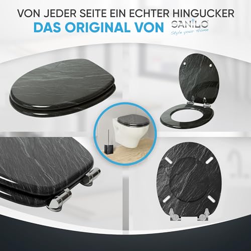 Sanilo Toilet Seat with Soft-Close Mechanism, Many Toilet Seat Lids to Choose From, Nice Finish, Easy Assembly, Sturdy Hinges (Granite)