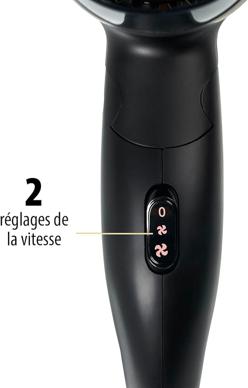 Sèche-cheveux de voyage - Poignée pliable - Taille compacte - Puissance forte de 1200 Watt - Noir - HD-2460