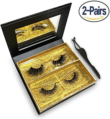 Mink lashes Strip 3D 100% Siberian Mink Fur Soft and Hand Made Makeup False Eyelashes 2 Different Pairs with Mirror Box & Tweezers